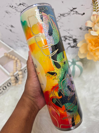 30 oz Tropical Sunset Sunrise Tumbler with Sculpted Palm Tree Handle The Excellence's Store