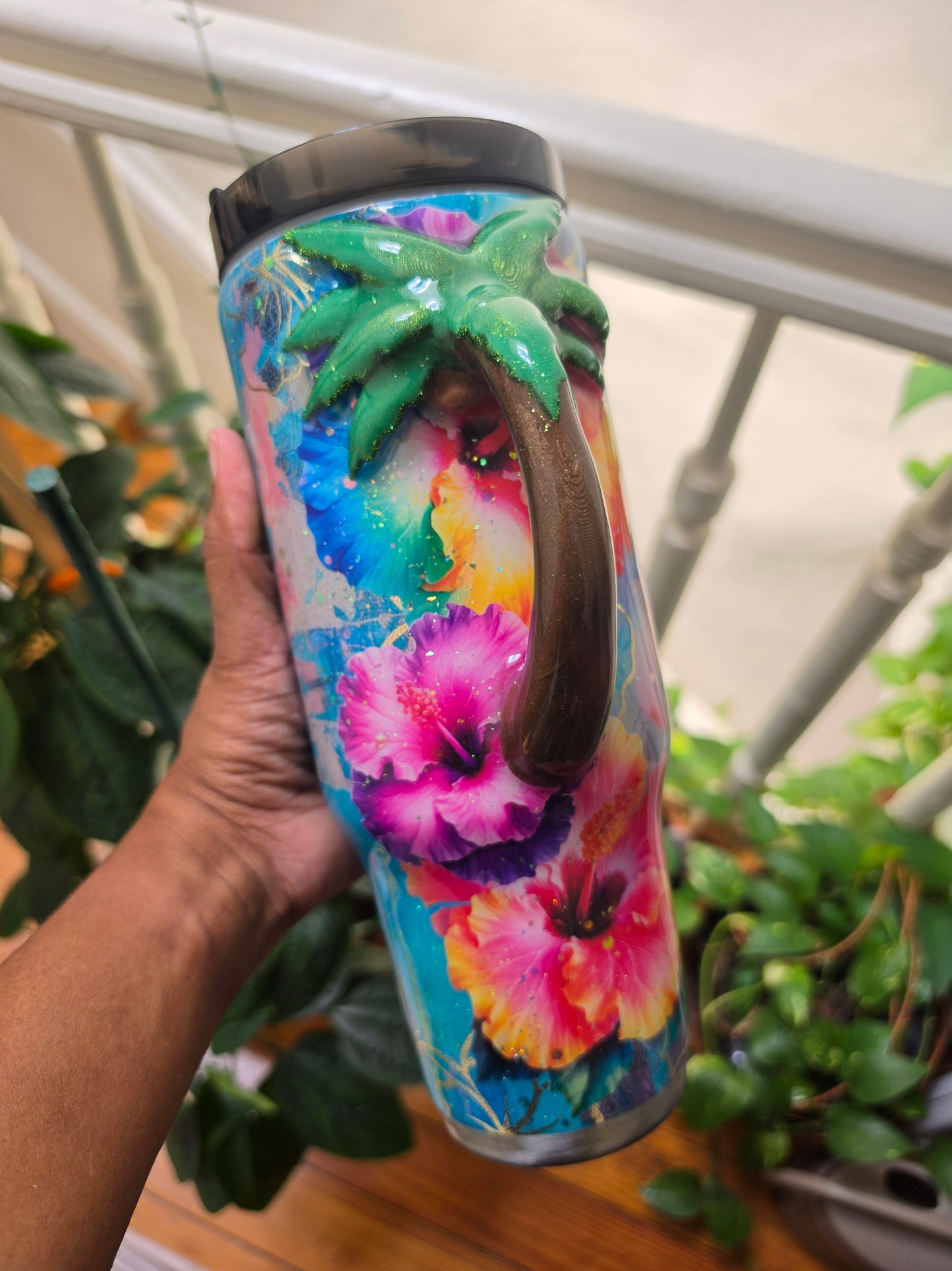 Tropical State of Mind Tumbler with Palm tree handle - 40oz Stanley Dup