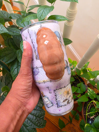 24 oz Paris Bear themed tumbler w/Croissant Handle The Excellence's Store