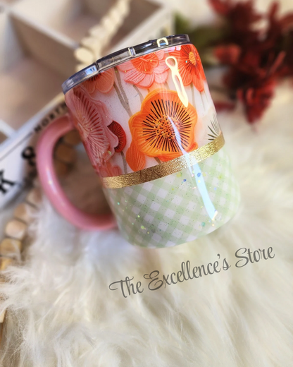 10oz Cozy Cottage Core Floral Glitter Mug The Excellence's Store