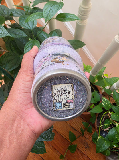 24 oz Paris Bear themed tumbler w/Croissant Handle The Excellence's Store