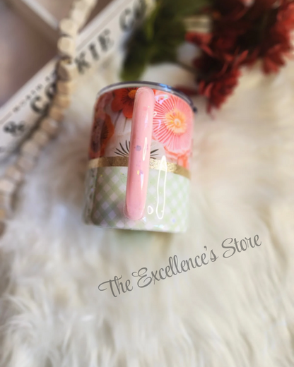 10oz Cozy Cottage Core Floral Glitter Mug The Excellence's Store