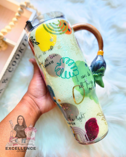 Hand Painted Abstract Tumbler with Paintbrush Handle The Excellence's Store