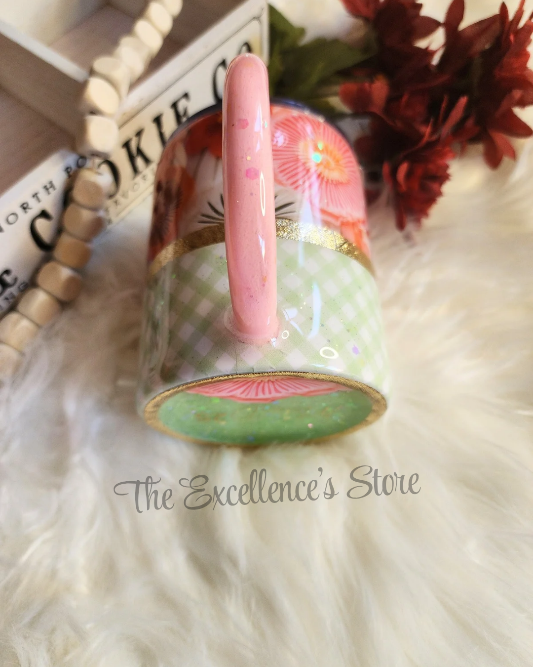 Cozy Cottage Core Floral Glitter 10oz Mug