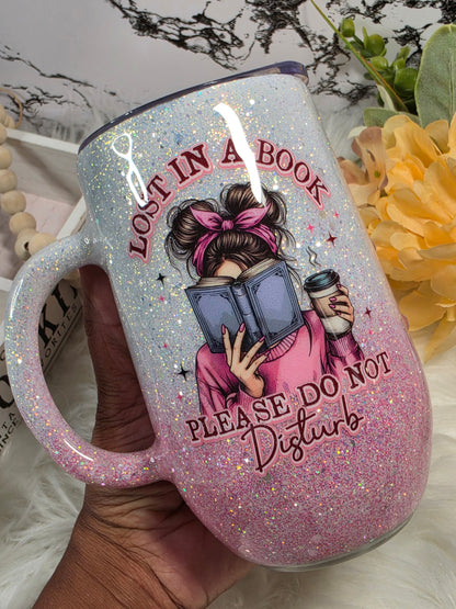 16oz Custom Pink & White Book Lover Stemmy Tumbler | Lost in a book please do not disturb The Excellence's Store