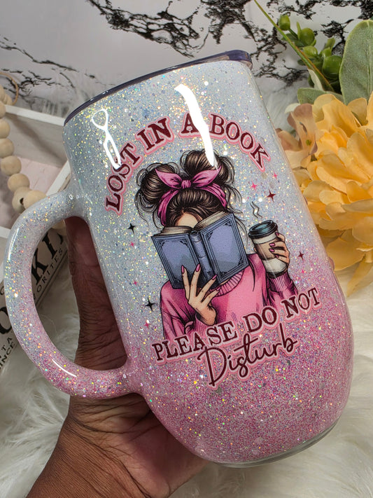16oz Custom Pink & White Book Lover Stemmy Tumbler | Lost in a book please do not disturb The Excellence's Store