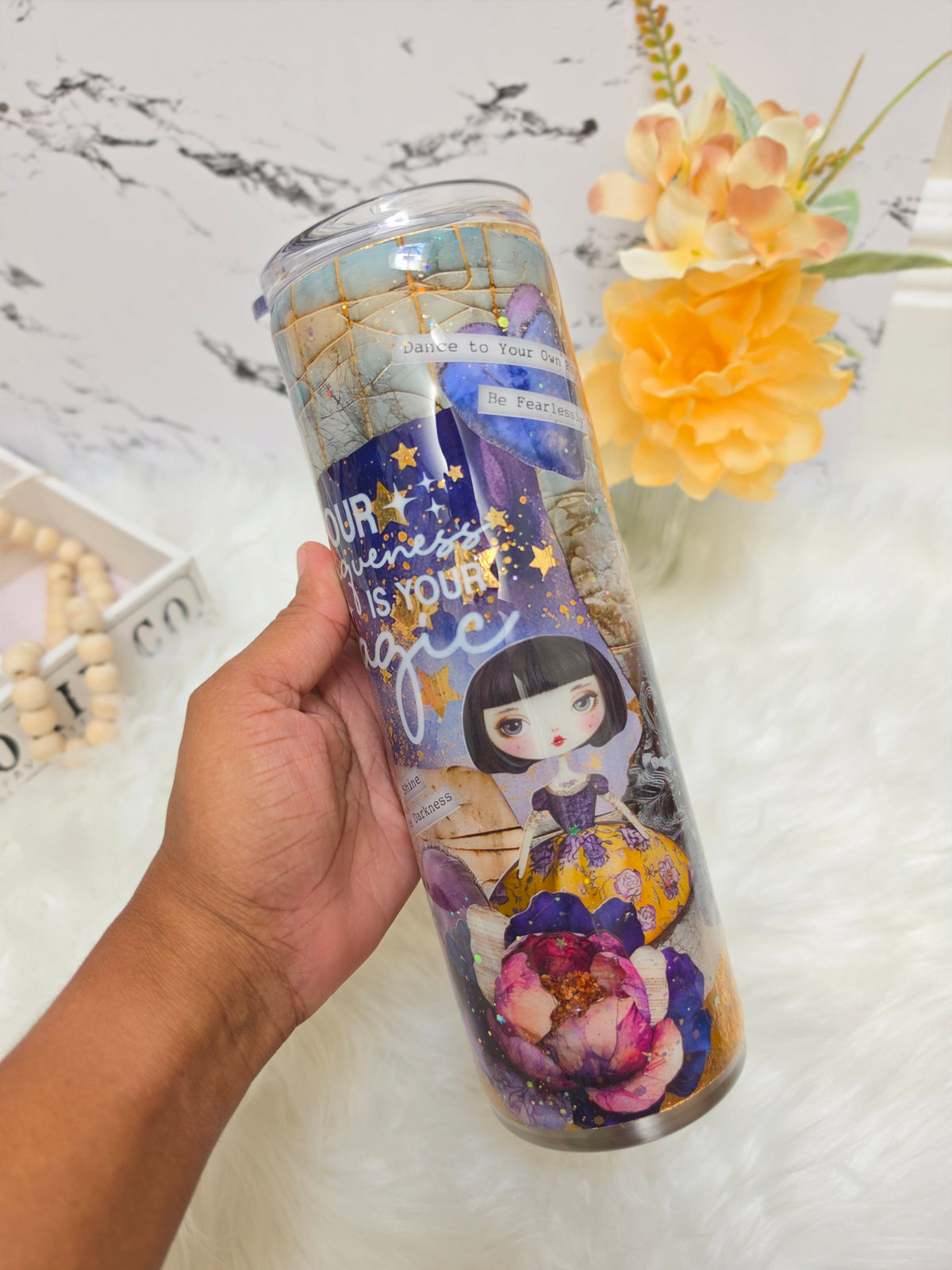 30oz  Mixed Media Cosmic Doll Tumbler The Excellence's Store