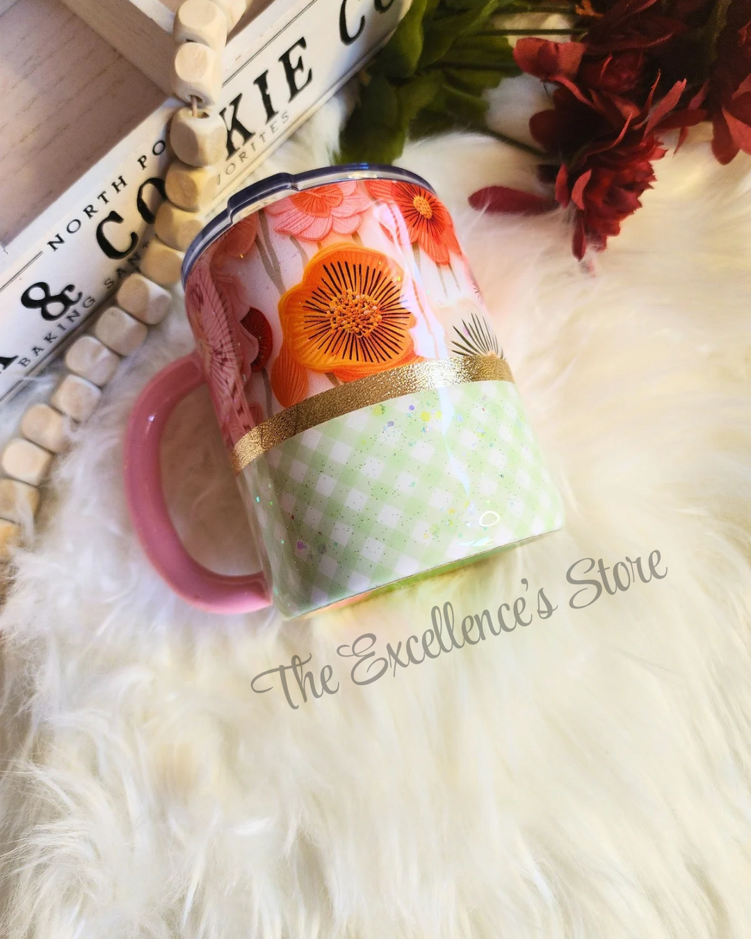Cozy Cottage Core Floral Glitter 10oz Mug