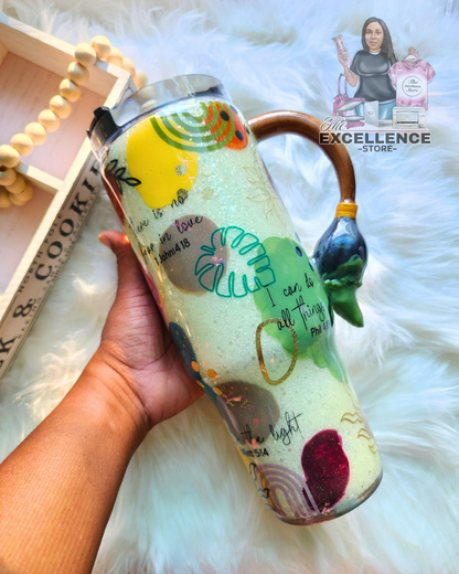 Hand Painted Abstract Tumbler with Paintbrush Handle The Excellence's Store
