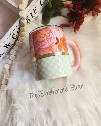 10oz Cozy Cottage Core Floral Glitter Mug The Excellence's Store