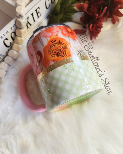 10oz Cozy Cottage Core Floral Glitter Mug The Excellence's Store