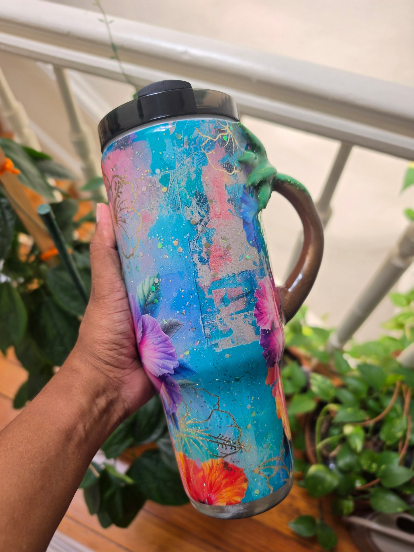 Tropical State of Mind Tumbler with Palm tree handle - 40oz Stanley Dup