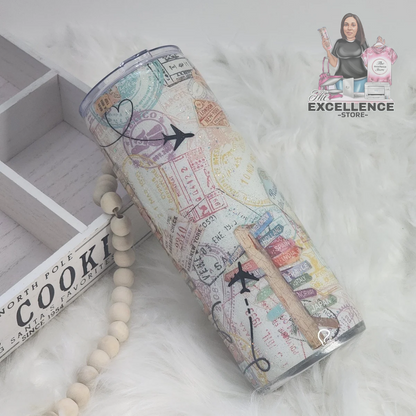 Passport Stamps Tumbler The Excellence's Store
