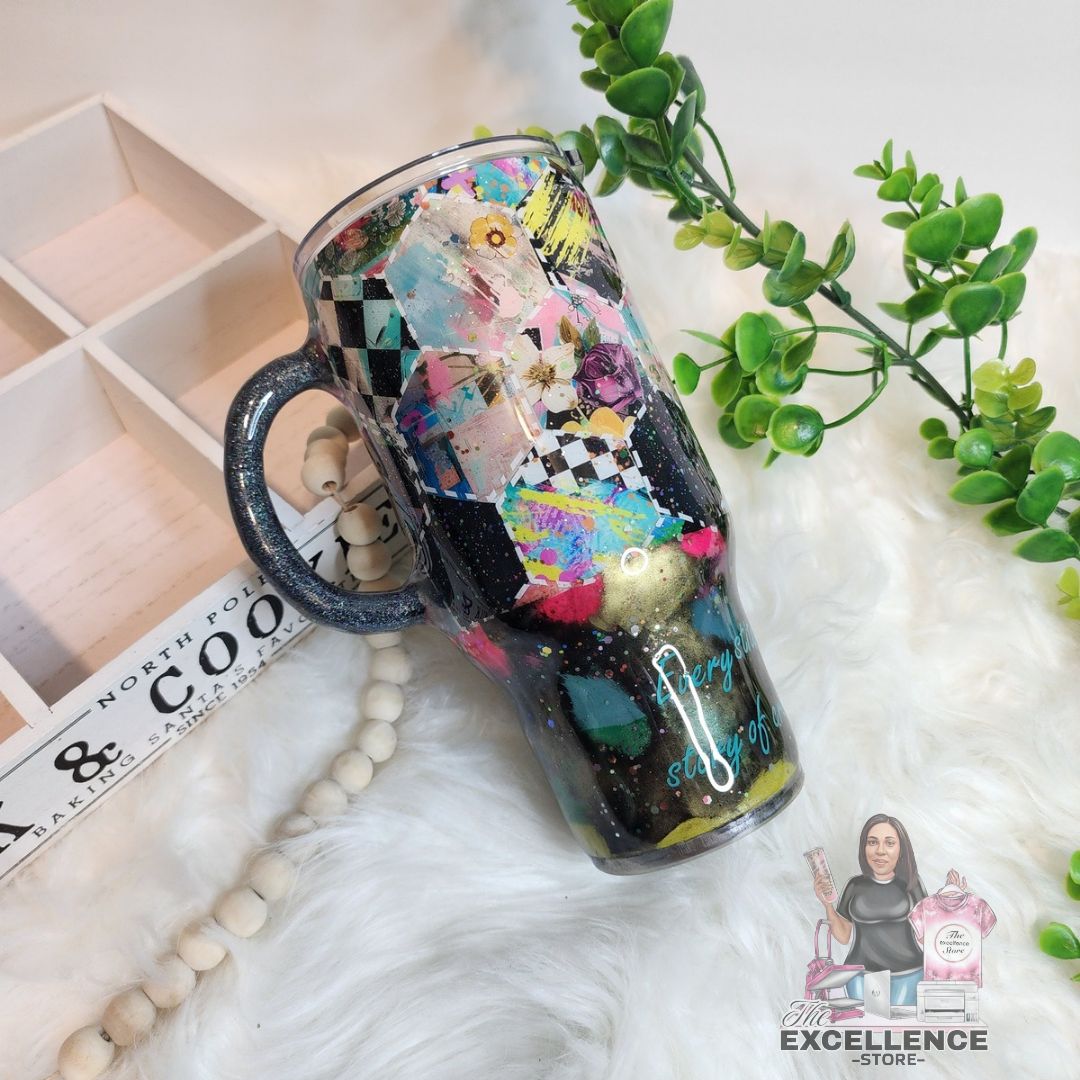 Vibrant Quilt-Inspired Artistic Tumbler | Personalized Statement Drinkware