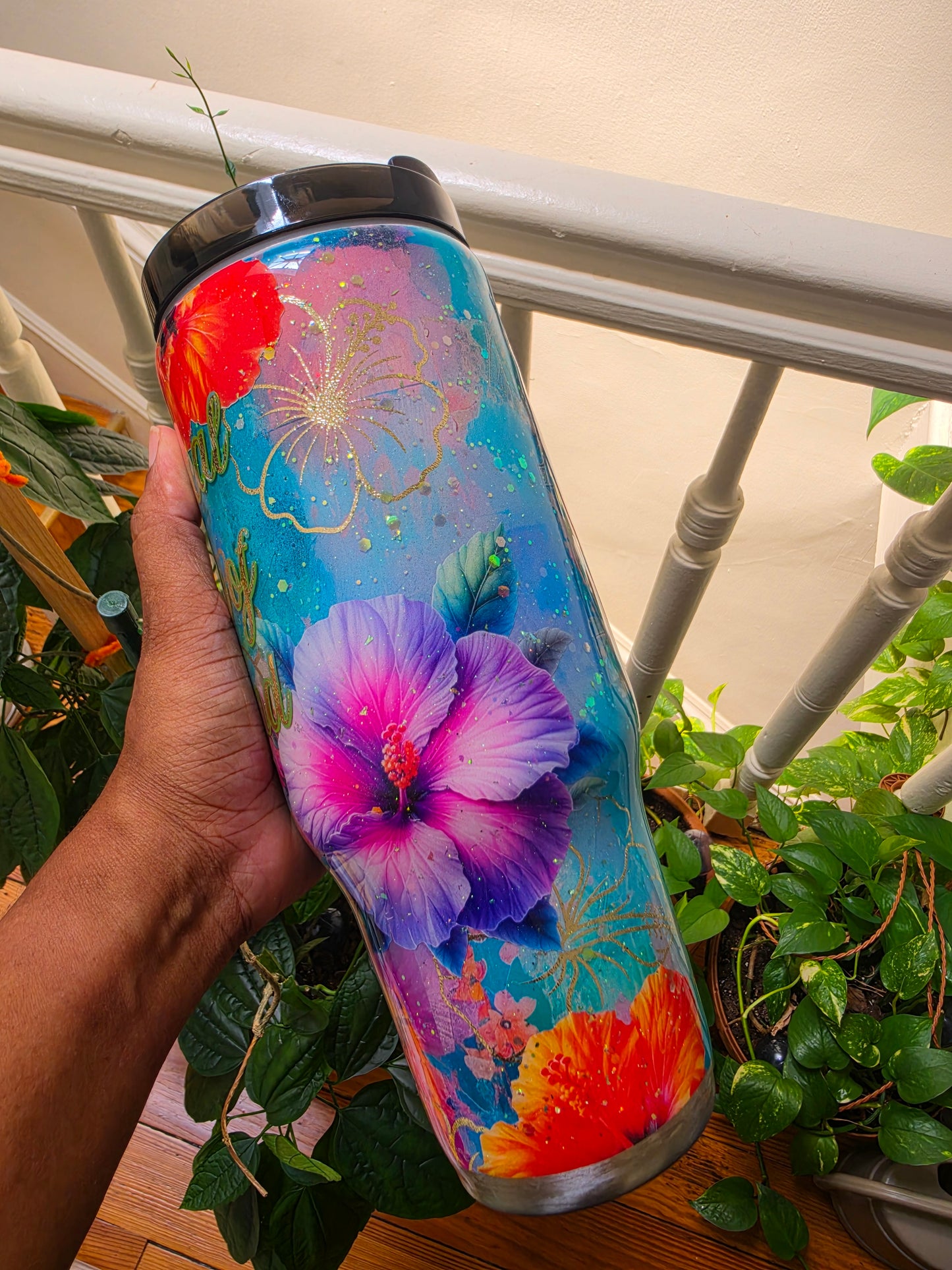 Tropical State of Mind Tumbler with Palm tree handle - 40oz Stanley Dup