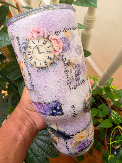 24 oz Paris Bear themed tumbler w/Croissant Handle The Excellence's Store